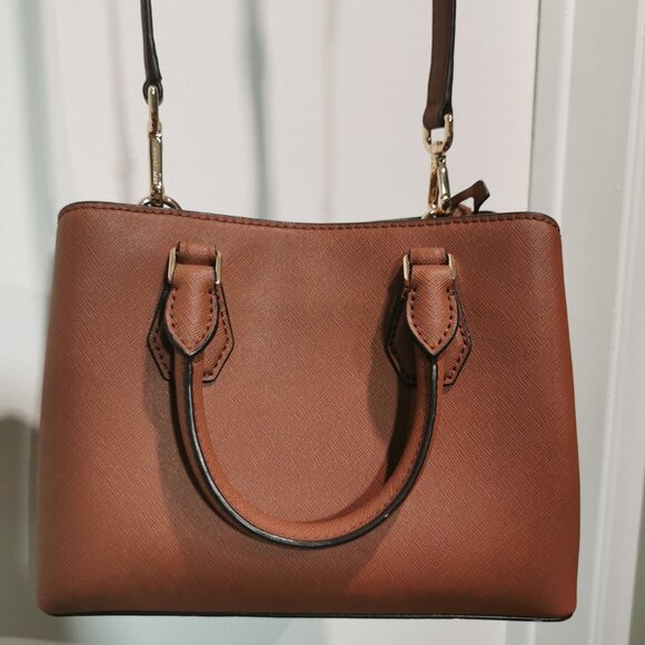 Cognac/Gold Saffiano Leather Satchel/Crossbody EUC #251 - Picture 4 of 14